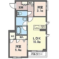 ドミール仲町台 2LDKの間取図画像