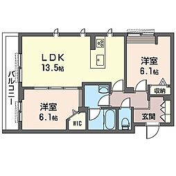 シャーメゾンセンター北 2LDKの間取図画像