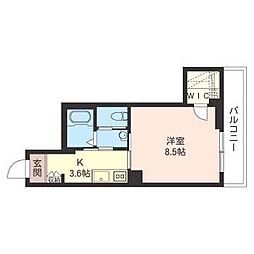 オハナメゾン蓮見 1Kの間取図画像