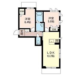 ブロードレジデンス 2LDKの間取図画像