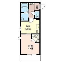 輝きの杜 1DKの間取図画像