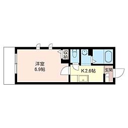 メゾンキャンディ 1Kの間取図画像