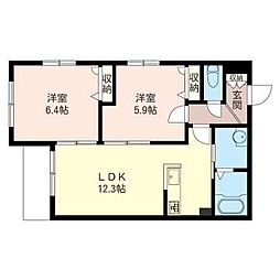 チェリーテラス武蔵新城 2LDKの間取図画像