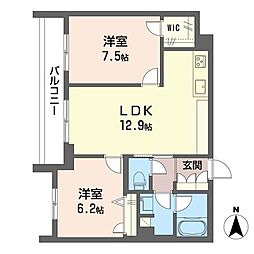グランリュクス 2LDKの間取図画像