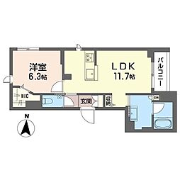 ステンブロ 1LDKの間取図画像