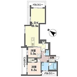 田島ビル 2LDKの間取図画像