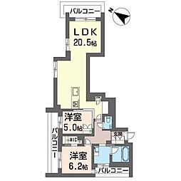 田島ビル 2LDKの間取図画像