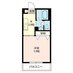 アーバンハイム高津 1Kの間取図画像
