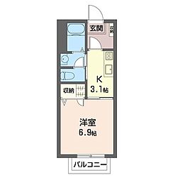 アビタシオン宮崎台 1Kの間取図画像