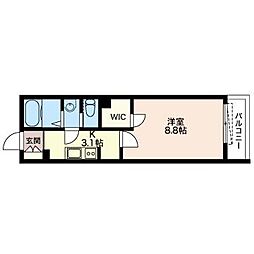 エターナル 1Kの間取図画像