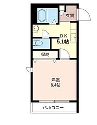ミオ・ヴェルテ 1DKの間取図画像
