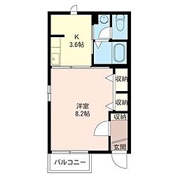 リビオン泉 1Kの間取図画像
