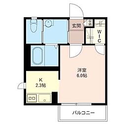 オランジュ 1Kの間取図画像