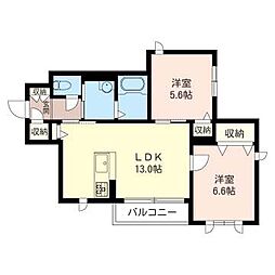 フォートフェアリー 2LDKの間取図画像