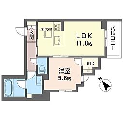 エクラージュ 1階1LDKの間取り