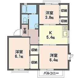 アネックス五月台 3Kの間取図画像