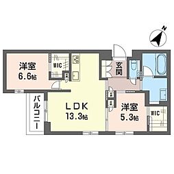 王禅寺の杜 2LDKの間取図画像
