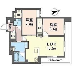 グラン・ノワール 2LDKの間取図画像