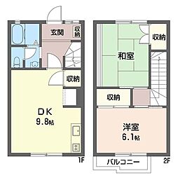 バードヒルズ湘南B 2DKの間取図画像