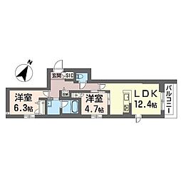 サンロード辻堂東海岸 2LDKの間取図画像