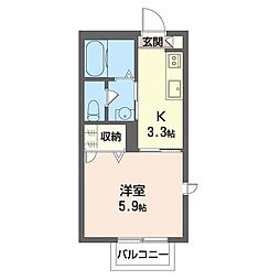 クーボットハウス 1Kの間取図画像