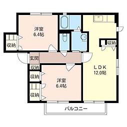 ハピネス新町 2LDKの間取図画像