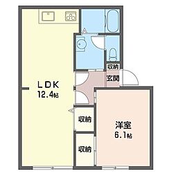 シャトルハトリ 1LDKの間取図画像