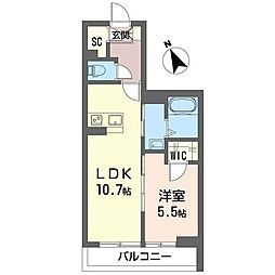 アタラクシア湘南 1LDKの間取図画像