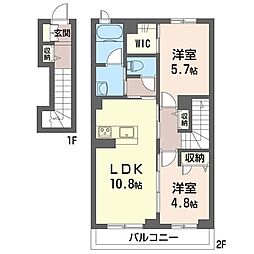 サンライズ 2LDKの間取図画像