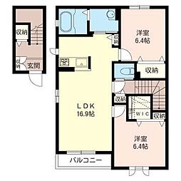桜ヴィレッジC 2LDKの間取図画像