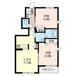 フェリーチェ1 2LDKの間取図画像