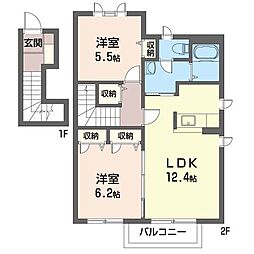 サザンクロス伍番館 2LDKの間取図画像