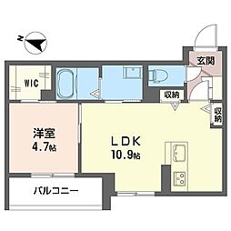 グランドソレイユ蘇我 1LDKの間取図画像