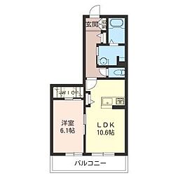 サントヴィアソーレ 1LDKの間取図画像