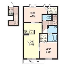 ルナコート 2LDKの間取図画像