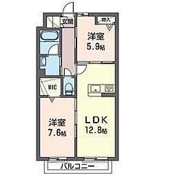 グランルーチェ2 2LDKの間取図画像