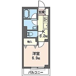 ショコラ 1Kの間取図画像
