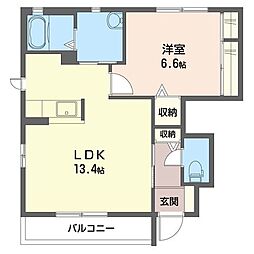 ディアコート美 1LDKの間取図画像