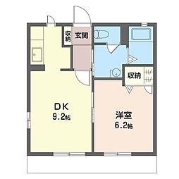 ドゥレイヴ 1LDKの間取図画像