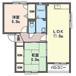 グランシャリオA 2LDKの間取図画像
