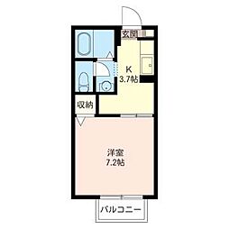 サニーハイランド 1Kの間取図画像
