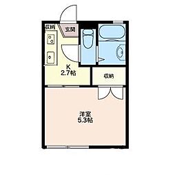むさしのハイツ 1Kの間取図画像