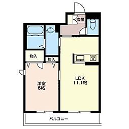 グランシャリオ市ヶ谷 1LDKの間取図画像