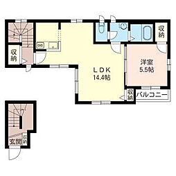 ノヴェルリーブス 1LDKの間取図画像