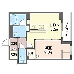 SunSpring 1LDKの間取図画像