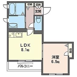 らむずいあ 1LDKの間取図画像