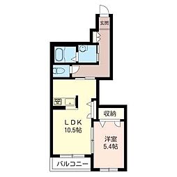 アトリエール 1LDKの間取図画像