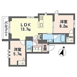 シャーメゾン神地 2LDKの間取図画像