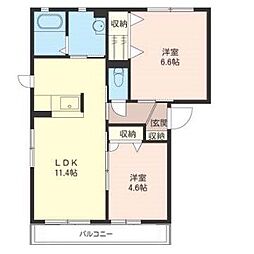 ラフォーレ福居11A 2LDKの間取図画像