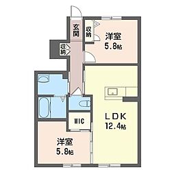 ラ・リュンヌ 2LDKの間取図画像